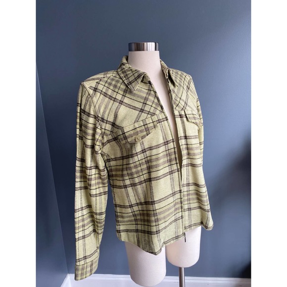 green/black plaid shacket/jacket, size M - Picture 2 of 9